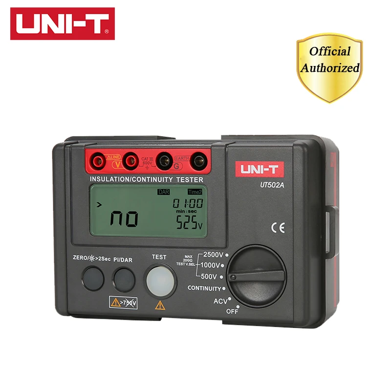 UNI-T UT502A 2500 В цифровой измеритель сопротивления изоляции тестер Мегаомметр Высокое напряжение/индикатор перегрузки ЖК-подсветка