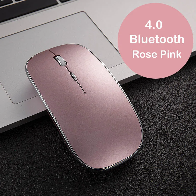 Новая мини-мышь с Bluetooth перезаряжаемая оптическая Бесшумная мышь для ноутбука для Apple Macbook Windows 10 OS, беспроводная Bluetooth 4,0 мышь - Цвет: Rose Pink