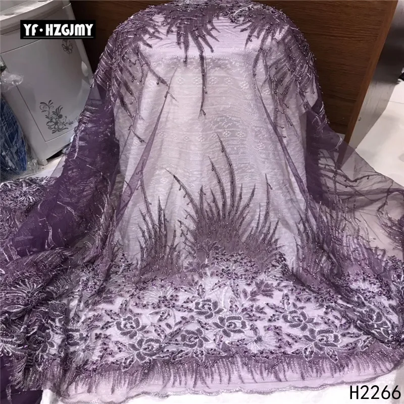 YF HZGJMY чистая кружевная ткань последние африканские порошок синие вечерние платья кружева ручной работы бисером Роскошная французская кружевная ткань A2266