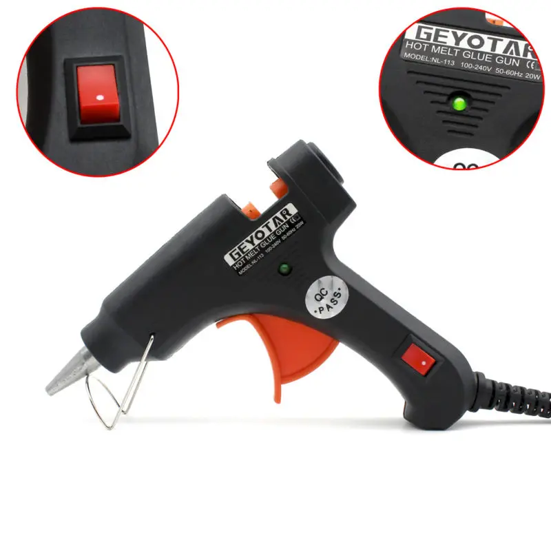 Клеевой пистолет с бесплатной вилкой Стандарта ЕС 20 Вт 1 шт. клей карандаш 7 мм
