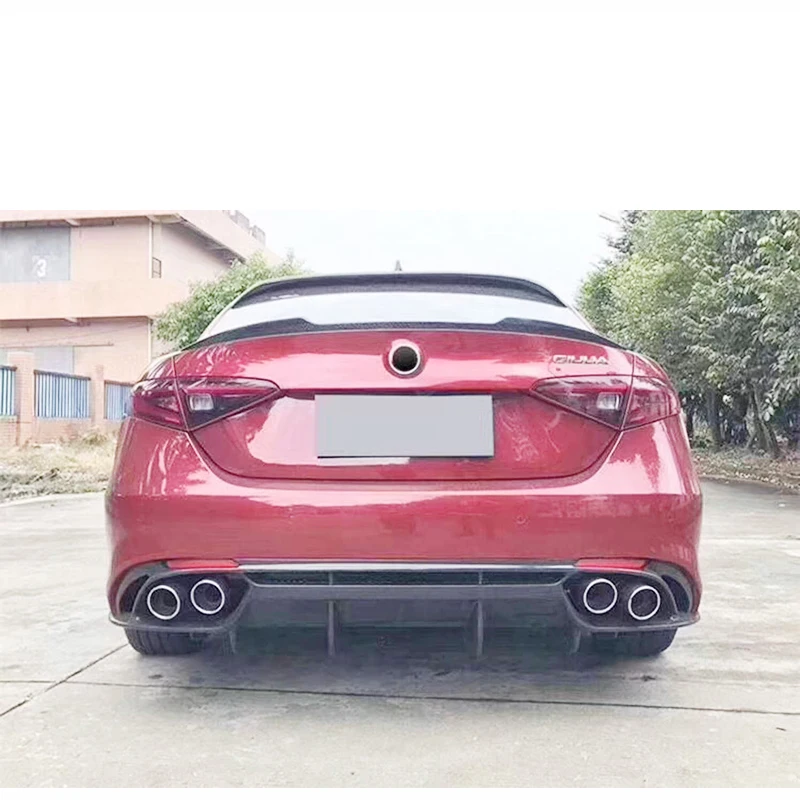Для Alfa Romeo Giulia спойлер из углеродного волокна задний багажник черный отделка