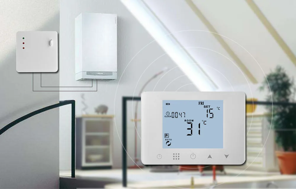 MJZM 433 МГц беспроводной газовый котел термостат RF контроль 5A настенный котел нагревательный термостат AAA батареи питание термостат