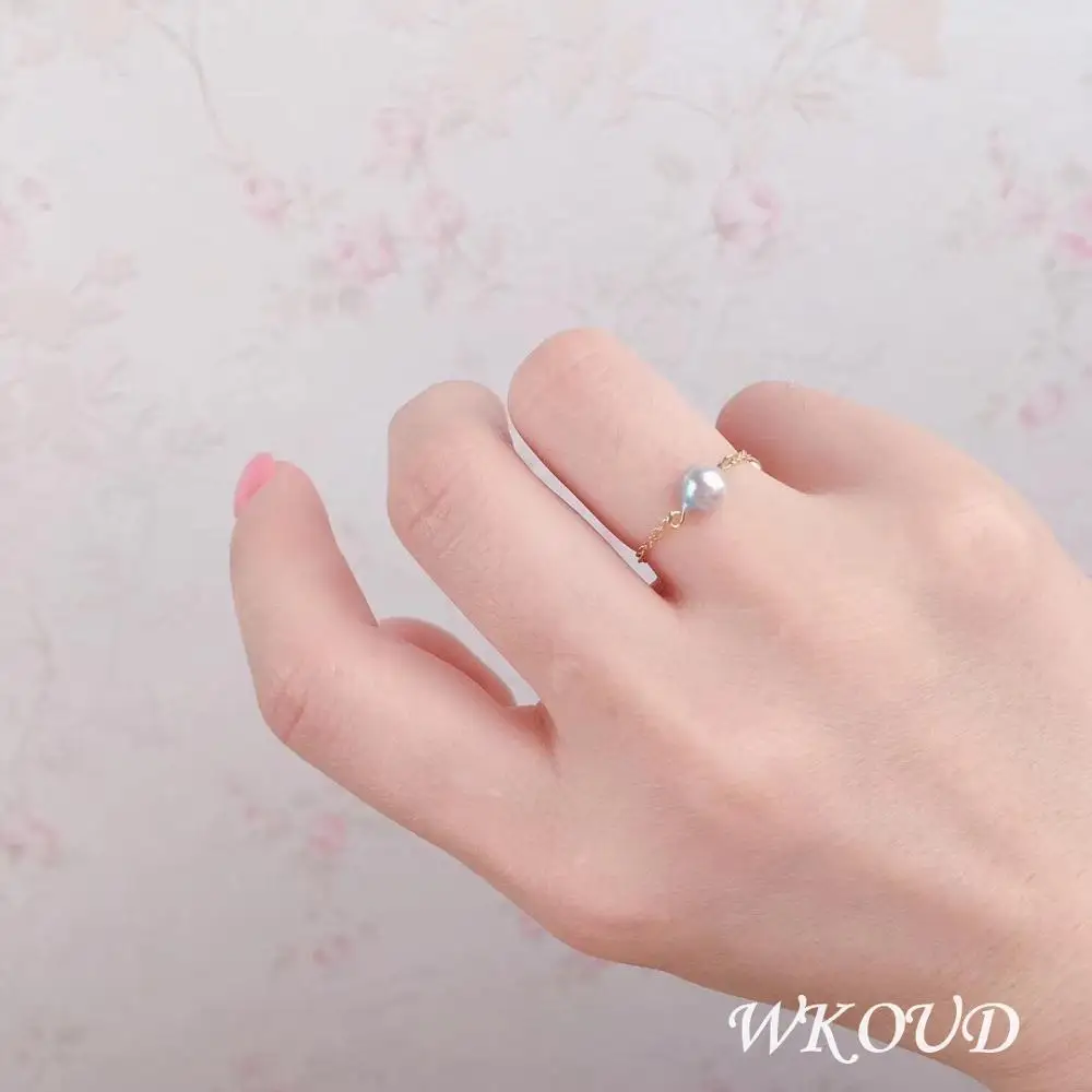 WKOUD Fine Pearl ювелирных изделий 14K GF натуральный круглый японский жемчуг акоя