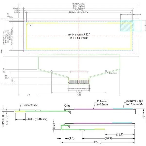 3 12 дюймовый синий светодиодный ЖК экран O 256X64 дисплей модуль с SSD1322 Драйвер IC для