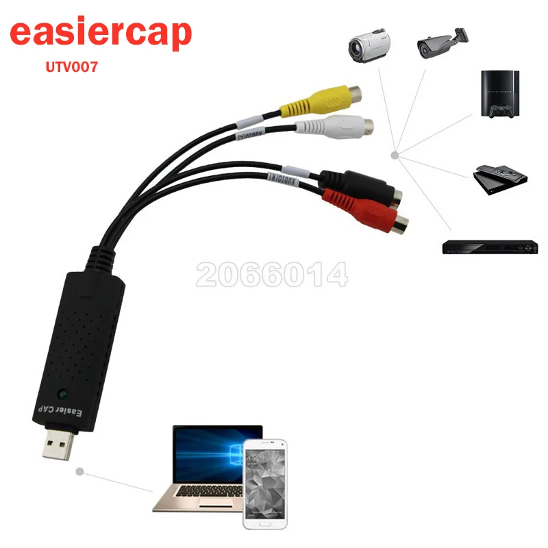 1 Шт. UTV007 USB 2.0 Easiercap Аудио Видео VHS к DVD Converter Карты Захвата Адаптер для Win7/8/CCTV Камеры