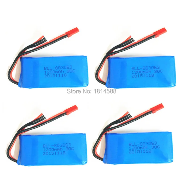 4 шт. Lipo батарея 7 в 1200 мАч 2S 30C JST для RC MJX X101 H16 V666 V353B Tarantula X6 YiZhan вертолет