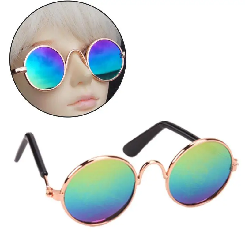 

Hot Sale Doll Toy Cool Sunglasses Prop Mix-color Fashion Round Frame Retro Cool Doll Glasses For 18 Inches Doll Doll Accessories