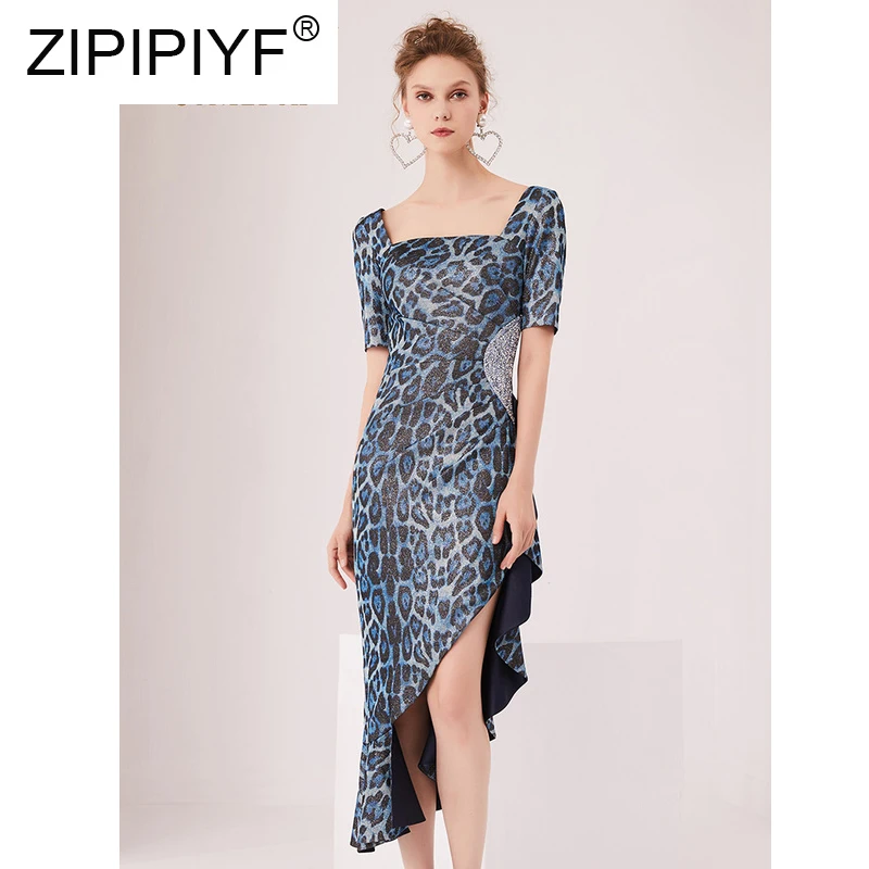 Женское платье-Русалка с леопардовым принтом элегантное облегающее платье