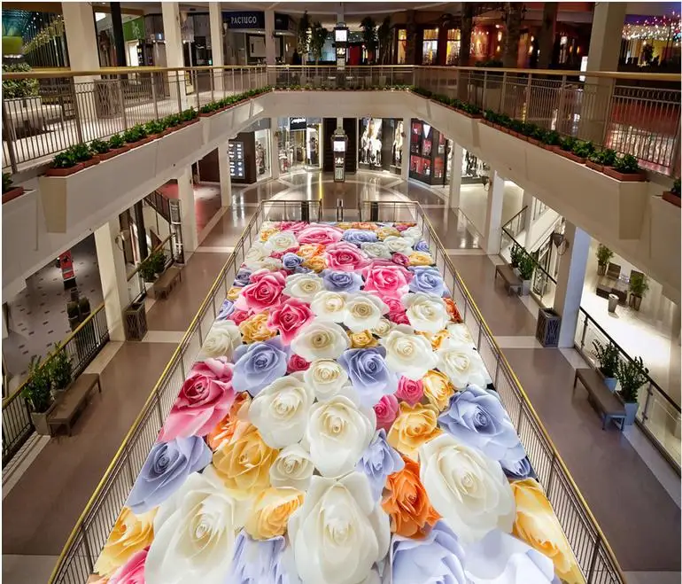 Пользовательские 3d полы высокой четкости цветы обои пол фрески