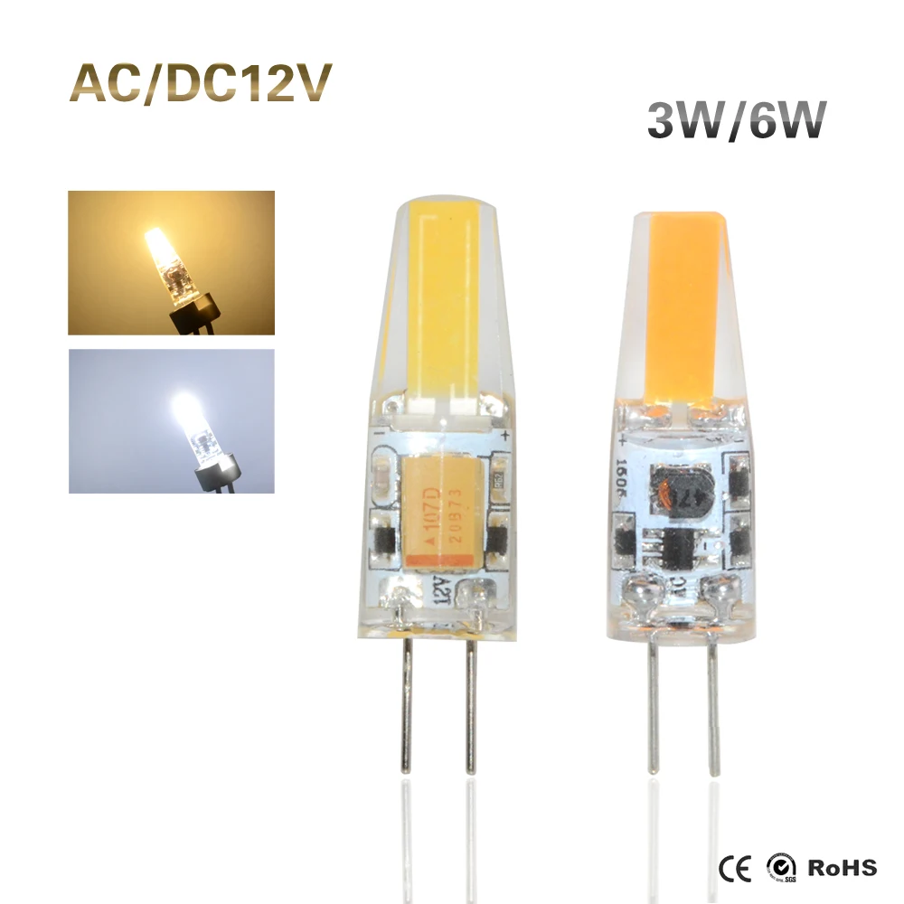 Мини G4 светодиодный светильник COB 3W6W DC/AC 12V с регулируемой яркостью 360 Угол луча