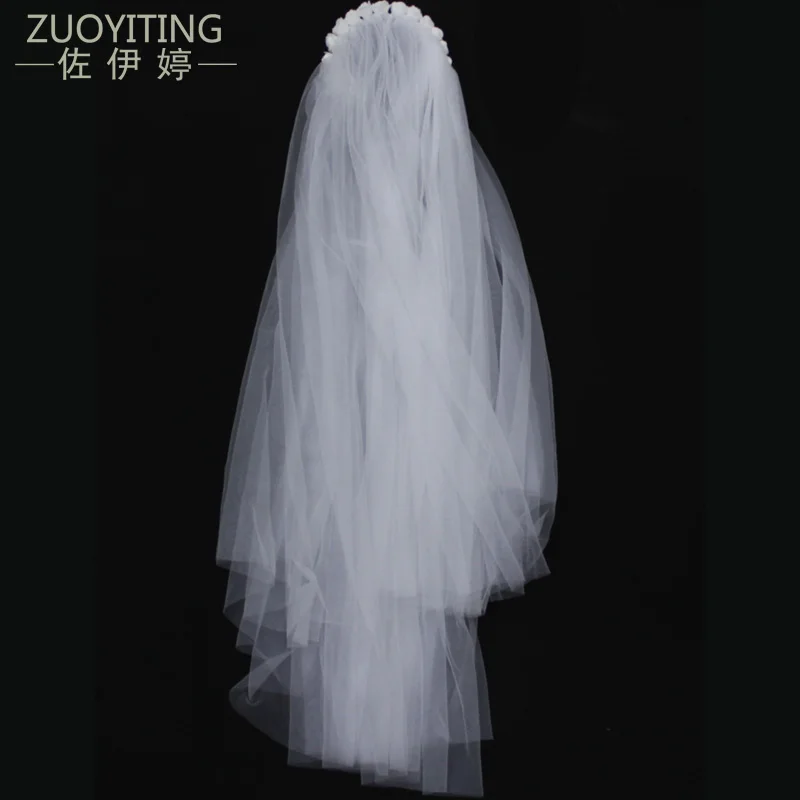 

ZUOYITING With Hair hoop Bridal veils Two Layer Veils length Crocheted appliqued white/ivory wedding veil Bridal Accessories26