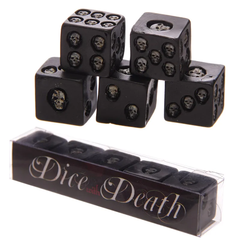 Набор из 5 шестигранных игральных костей с черным черепом Deluxe Devil Poker Dice