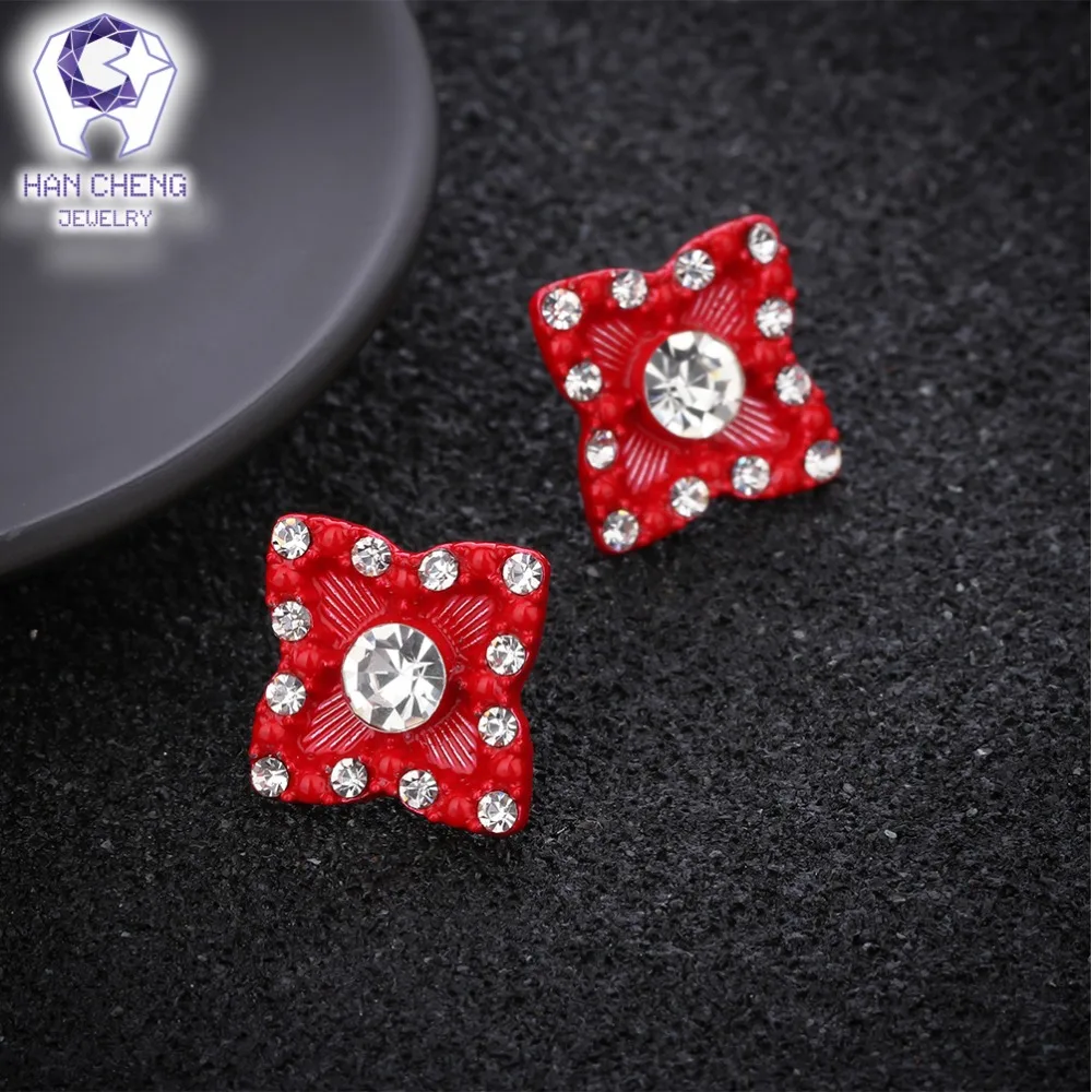 Женские серьги гвоздики HanCheng в виде четырехлистного клевера стразы ювелирное