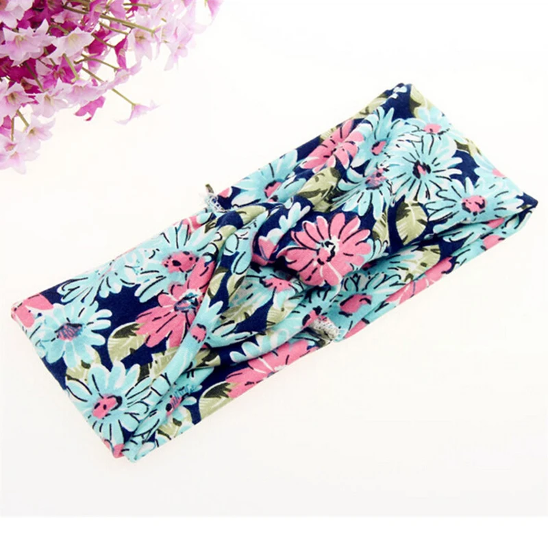 Женский винтажный головной убор с цветочным принтом широкая эластичная резинка