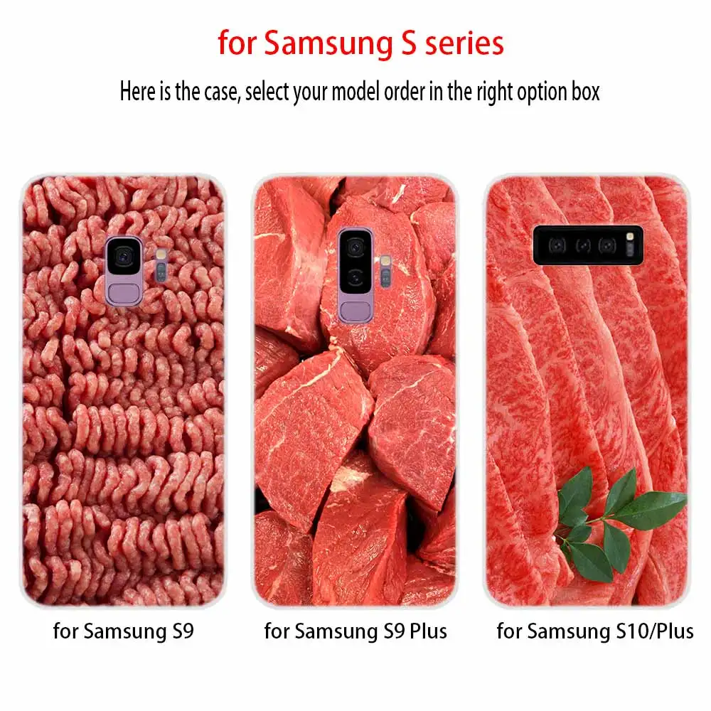 Свежего мяса на белая пластина Мягкая обложка для Samsung Galaxy S7 край S8 S9 S10 S11 S20 S21 рlus