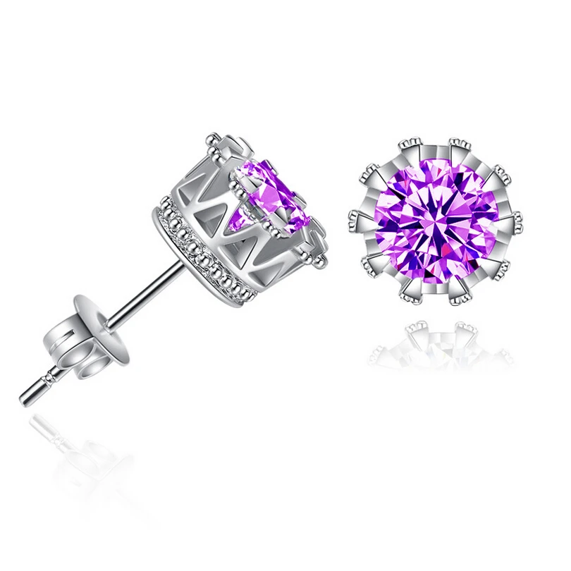 Модная Корона серьги гвоздики ювелирные изделия 6 мм 2 карата ААА кубического