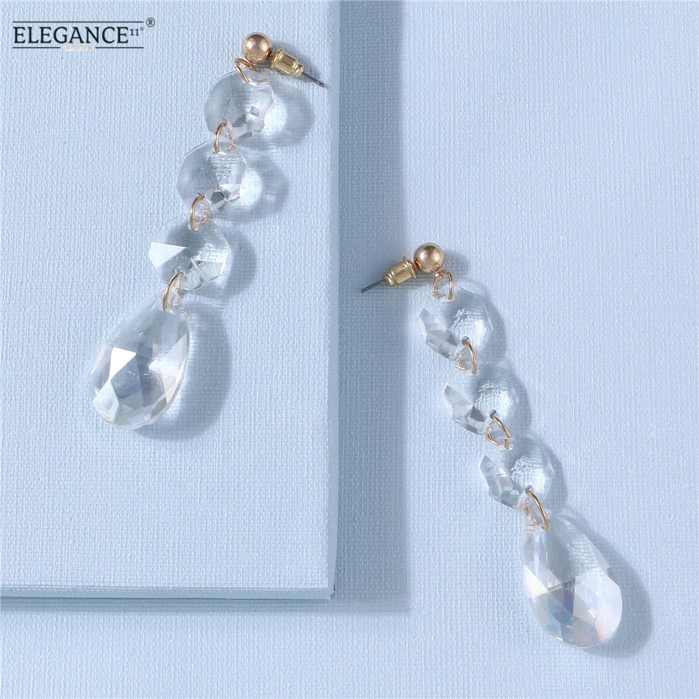 

ELEGANCE11 Trendy Clear Crystal Dangle Earrings Water Drop Earrings for Women Charming Wedding Brincos Party Jewelry