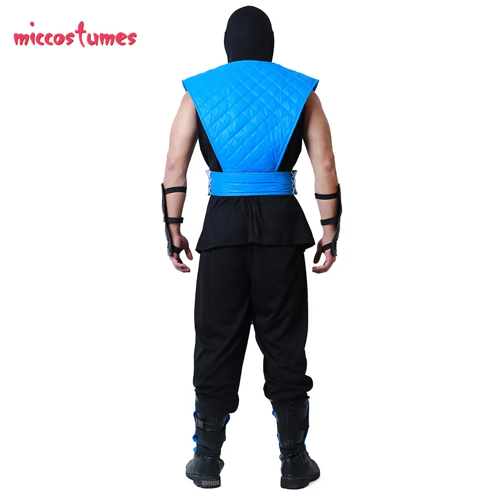 Shotokan ниндзя синий истребитель Хэллоуин Косплей Костюм Mortal Kombat полный косплей