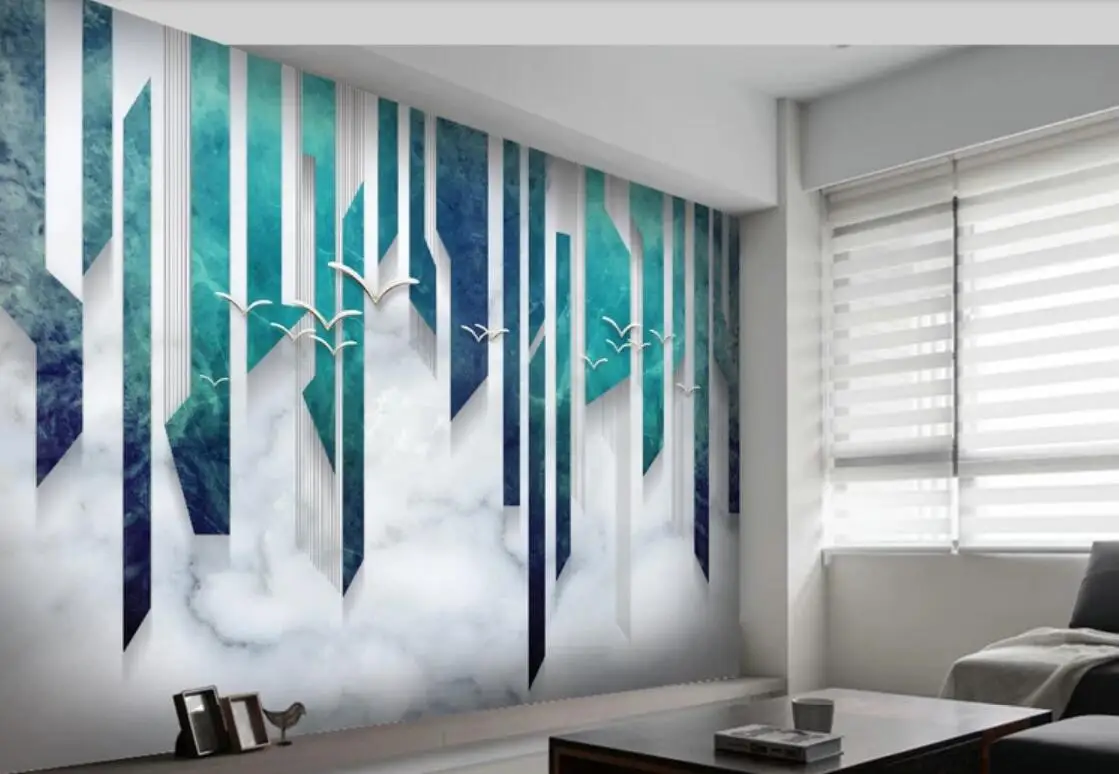 

European Abstract Geometric Fly Bird Wall Mural for Living Room Creative Photo Wallpaper Art Wall Decor Contact Paper Murals