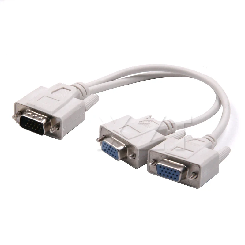 

15 Pin 1 Male VGA to 2 Female VGA Splitter Cable 2 Way VGA SVGA Monitor Dual Video Graphic LCD TFT Y Splitter Lead for PC TV