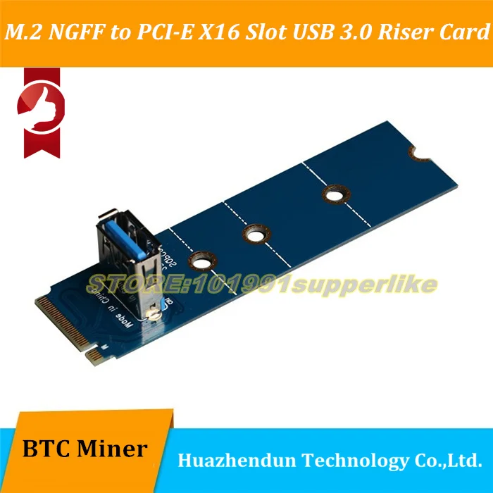 

M.2 NGFF to PCI-E X16 Slot USB 3.0 Transfer Riser Card VGA Extension Adapter Extender for Graphics Card for BTC Miner Mining