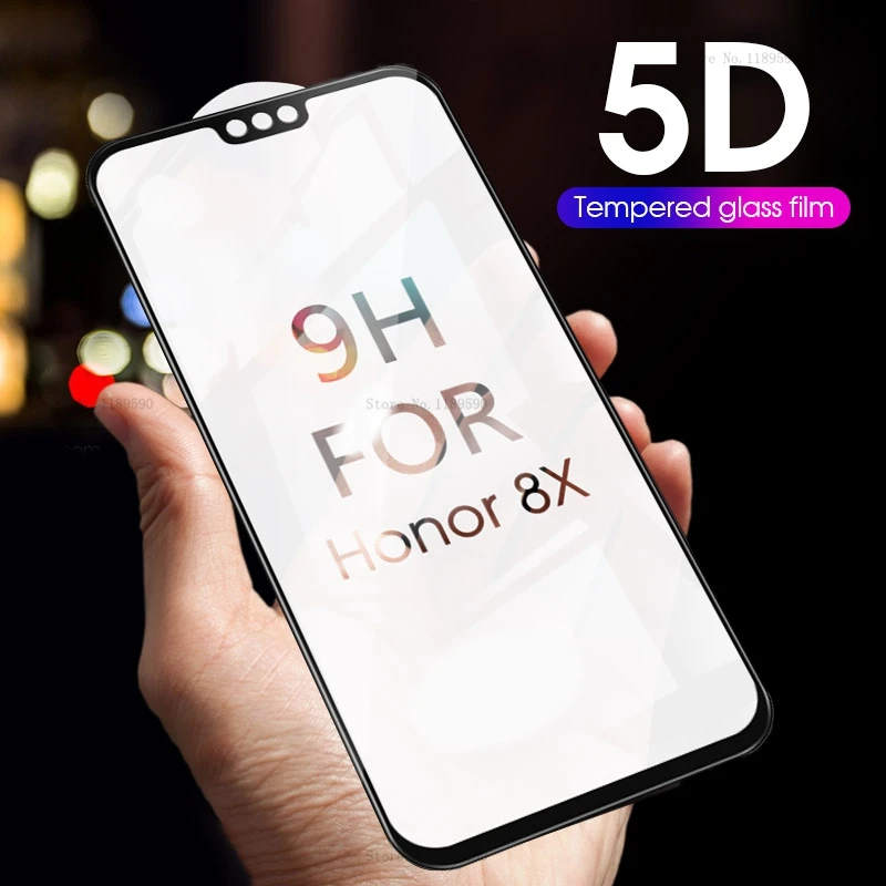 5D изогнутое Полное покрытие экрана Защитное стекло для Honor 8X 8A 8C 9 10 Lite 7C закаленное стекло для huawei Y6 Y7 Y9 защитное