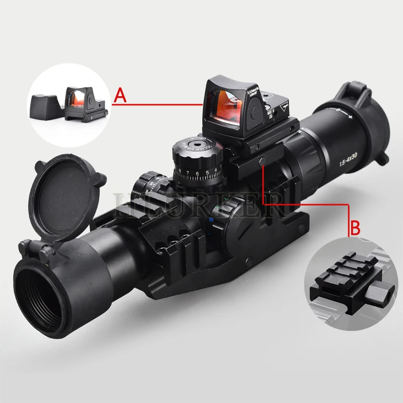 Hlurker Тактический 1,5-4x30 охотничий оптический прицел RMR Регулируемый Красный точечный прицел Зрительная труба для винтовки