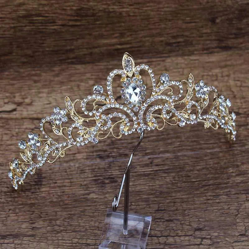 princess ccrown Роскошная женская корона в стиле барокко с кристаллами, винтажная королевская тиара, свадебная диадема для невесты, Золотая повязка на голову для выпускного вечера, свадебные аксессуары для волос - Окраска металла: princess ccrown