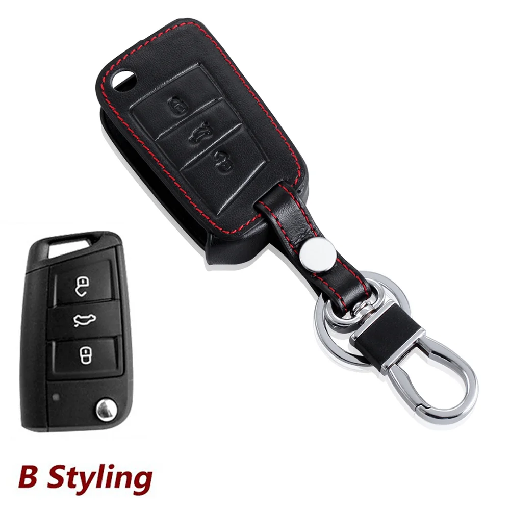 Кожаный чехол для ключей Volkswagen VW GOLF 7 4 5 6 B5 B6 Tiguan Touran Polo Jetta mk4 mk5 mk6 Skoda Octavia