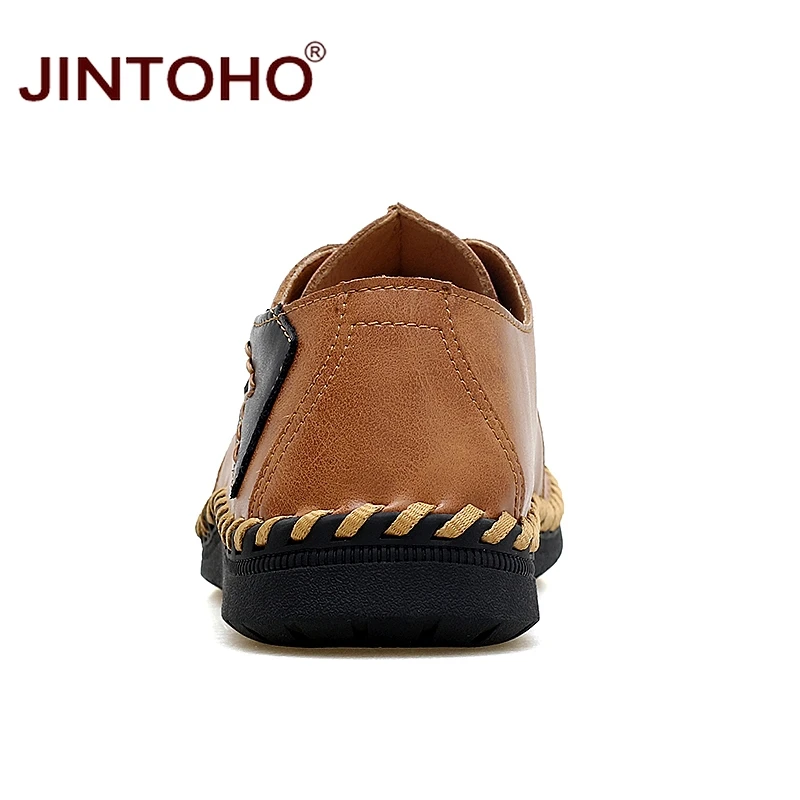 JINTOHO/Мужская обувь из натуральной кожи; Модные дышащие мужские кожаные туфли; Брендовые повседневные мужские туфли-мокасины; большие размеры