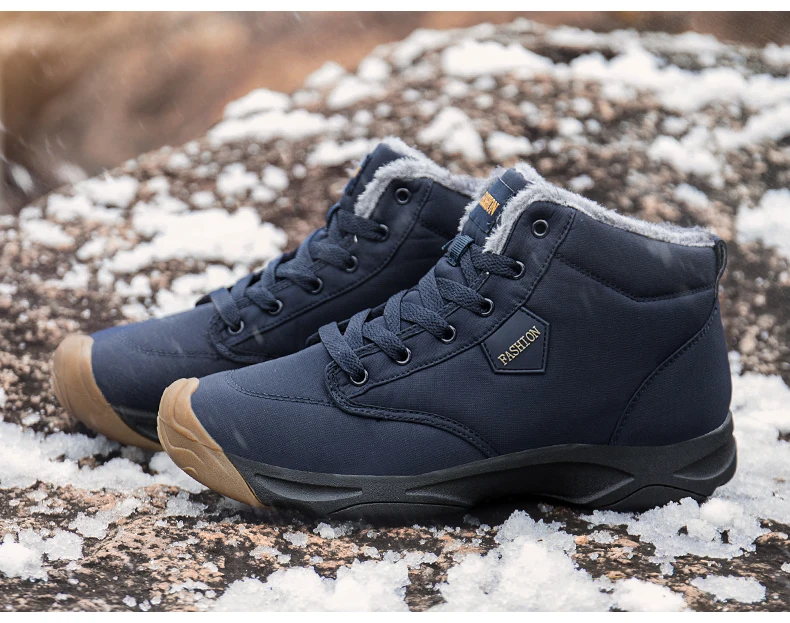 Fashion Men's Snow boots Warm with plush ankle boots Couple work Casual shoes For men winter boots