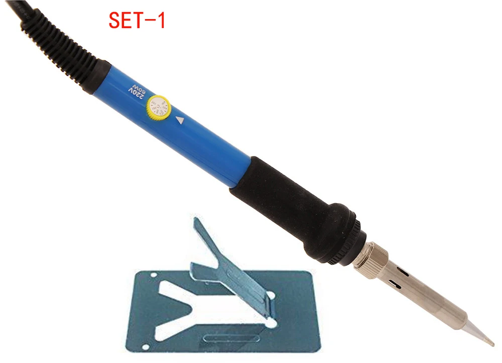 60 Вт Регулируемый температурный Электрический паяльник сварочная станция Набор инструментов с 5 шт. наконечниками для паяльника проволочная стойка, обогреватель на присоске