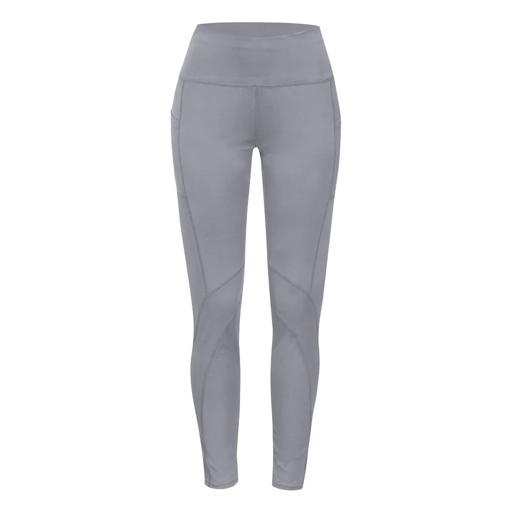 Женские леггинсы с карманами для тренировок, для фитнеса, высокая талия, эластичная талия, одноцветные, из кусков, дышащие, обтягивающие, растянутые леггинсы