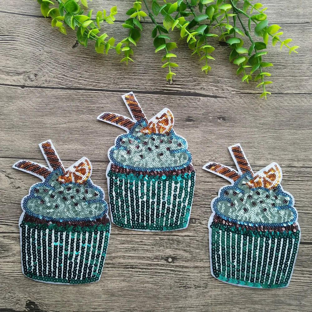 3 шт./лот новые патчи с блестками аппликация для мороженого вышитая термоклейкая