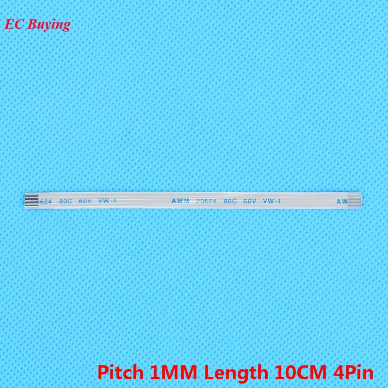 Гибкий плоский кабель FFC 4Pin для ЖКД длина 1 мм 10 см 4 шпильки 5 шт.|flexible flat cable|ffc cablepin