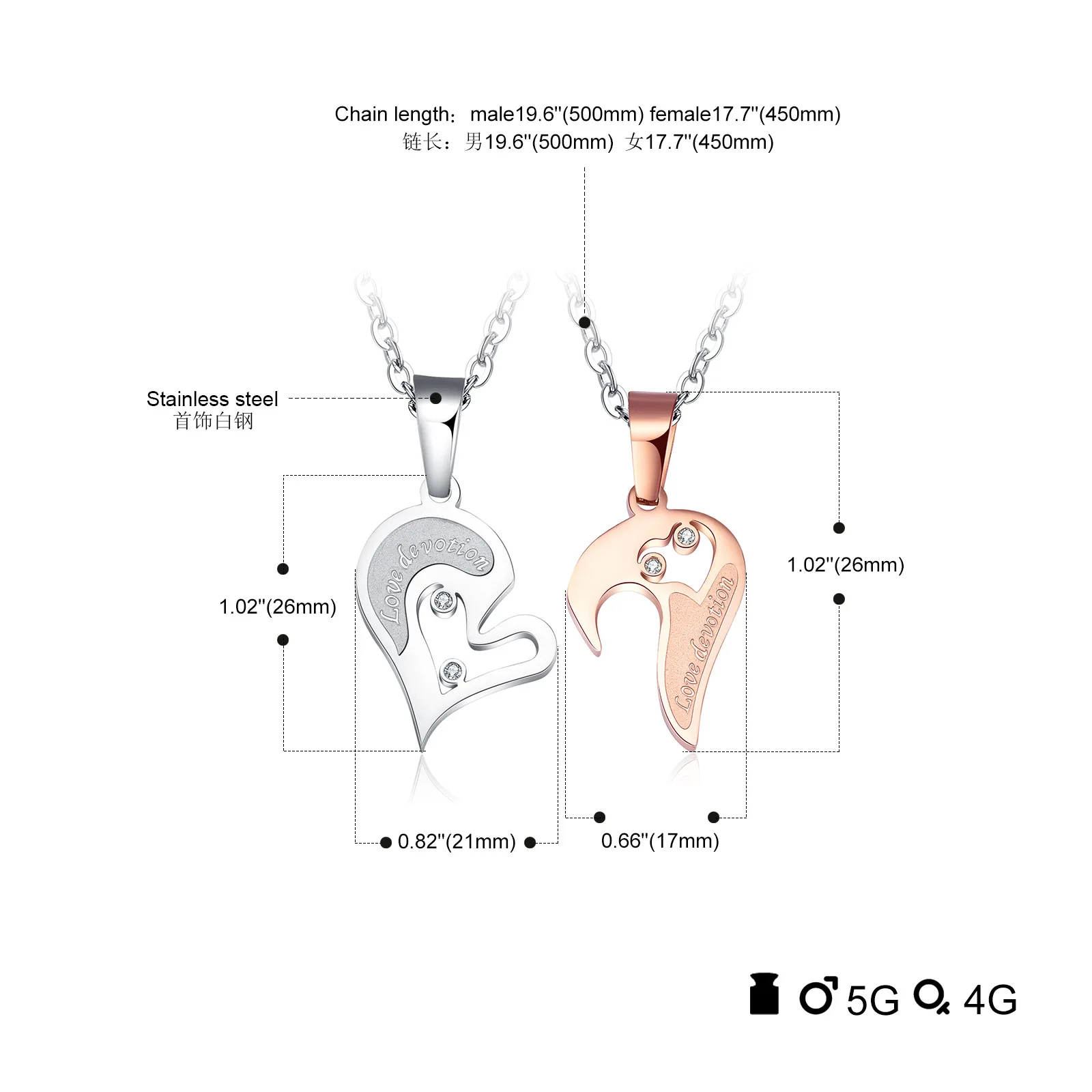 Мужские Нержавеющая сталь цепи черное сердце любовь Ожерелья для мужчин пары