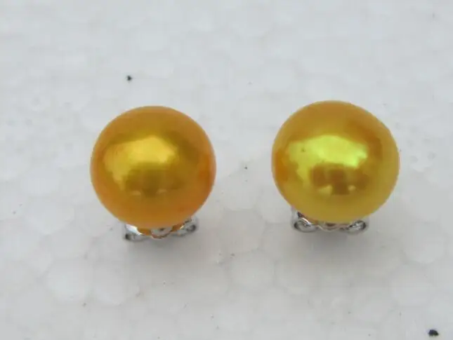 AAA огромный 9 мм натуральный Южное море желтый серьги гвоздики с жемчугом brincos boucle