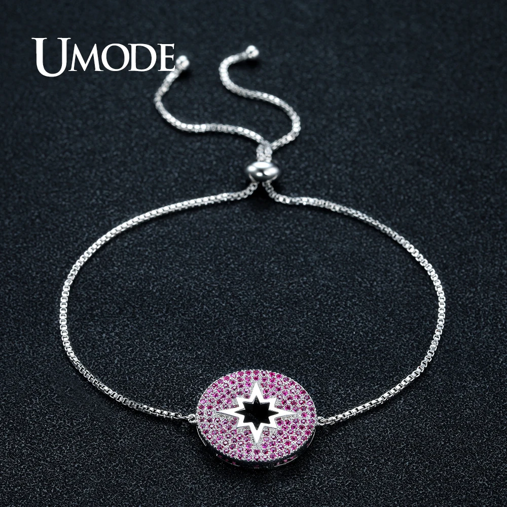 Женский винтажный браслет-цепочка UMODE с подвеской круглой красной австрийской