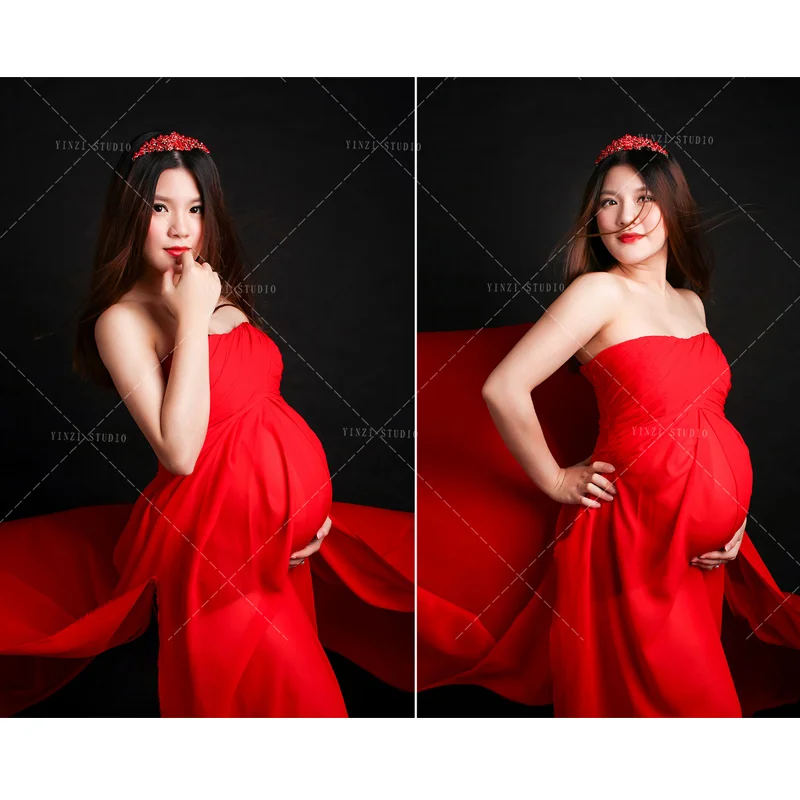 SMDPPWDBB реквизит для беременных Платья красные платья Одежда фотосессии длинное