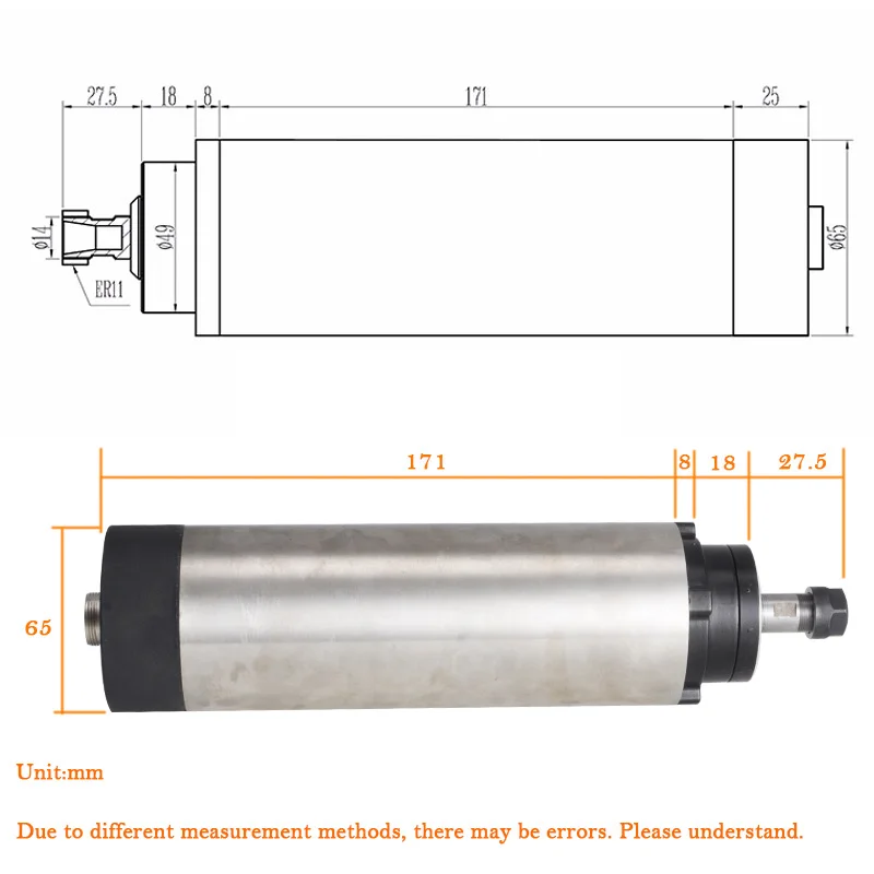 Daedalus 1.5KW мотор шпинделя с воздушным охлаждением 220V AC 400Hz 0.6NM ER11 65MM CNC мотор шпинделя для CNC гравировальный станок