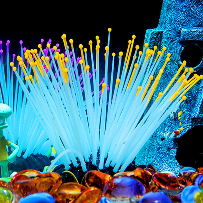 Украшение для аквариума коралловый морской урчин светящийся анемон украшения