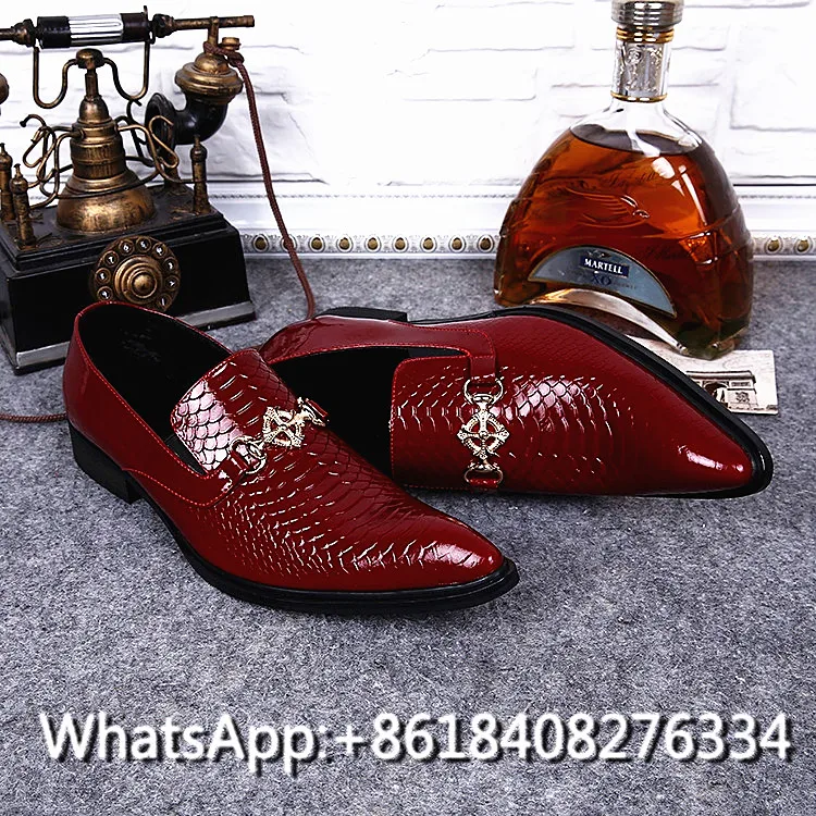 High Quality Men Shoes British Style Mental Decoration Genuine Leather Shoe Red Slip on Dress Wedding Business Men's Flats | Обувь