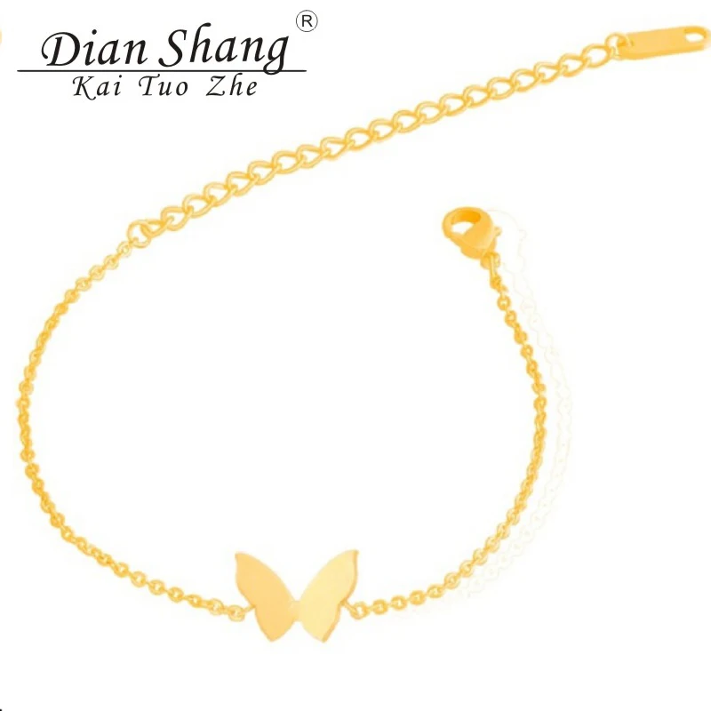 

DIANSHANGKAITUOZHE Christmas Gifts Bracelet Fashion Jewelry Gold Color Chain Butterfly Wings Charm Bracelets For Women Girls