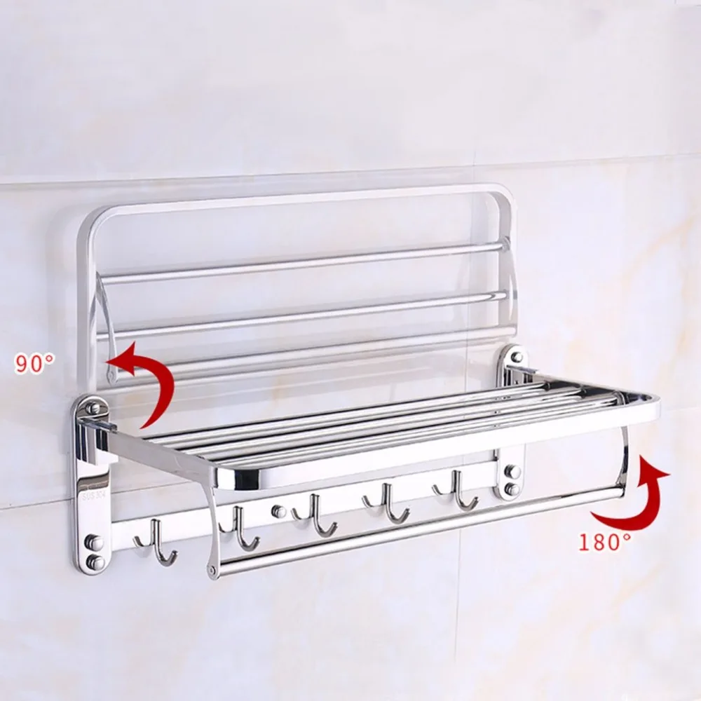 Multifunctional Stainless Steel Anti-rust Toilet Bathroom Washroom Towel Rack Wall Mounted Storage Hook Rod Holder Hanging Bar |