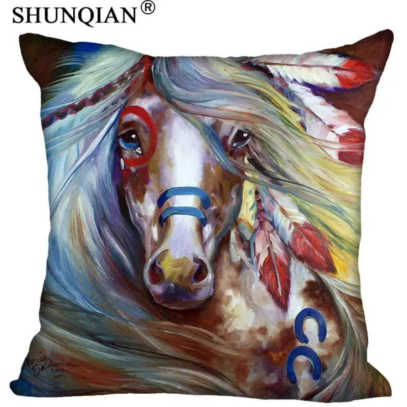 

Hot Sale New Custom horse painting Square Pillowcases zipper Custom Pillow Case More Size Custom your image 40x40cm