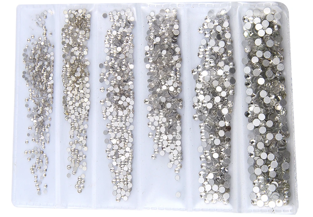 Crystal color Стразы для ногтей DIY, 24 цвета, SS3-SS10, маленькие размеры, стеклянные стразы для ногтей, 3D украшение для ногтей, низкая стоимость доставки, оптом - Цвет: Crystal color