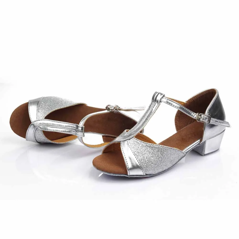 2022 New Children's Latin Dance Shoes Girl's Tango Salsa Shoes For Dancing Ballroom Practice Sandals 3.5 CM Low Heel 4 Colors