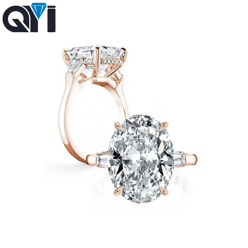 QYI обручальное кольцо из стерлингового серебра 925 пробы 8,23 ct овальной огранки один камень Сверкающее циркониевое кольцо для женские обручальные кольца ювелирные изделия