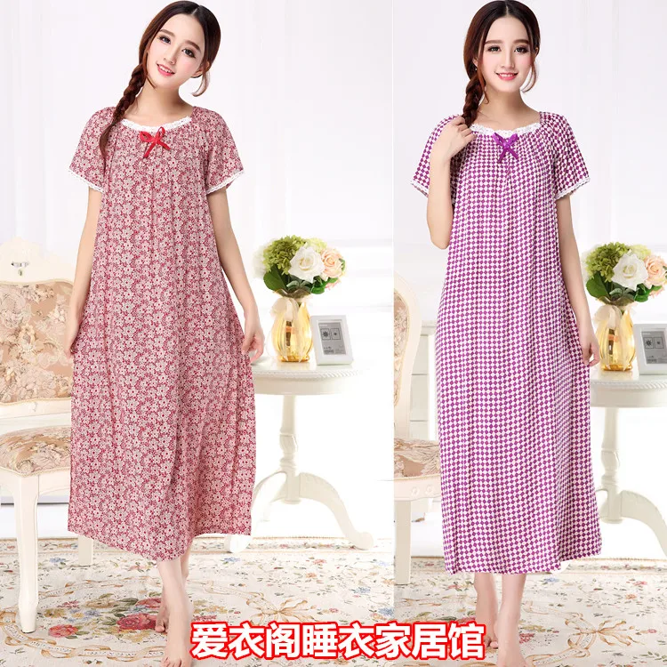 

Plus size short-sleeve 100% cotton fabric ultra long nightgown female sleepwear maternity lounge long-sleeve 2xl