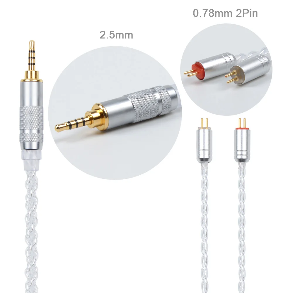 NiceHCK MMCX/2Pin разъем 4 4/3 5/2 5 мм сбалансированный х ядерный посеребренный кабель для